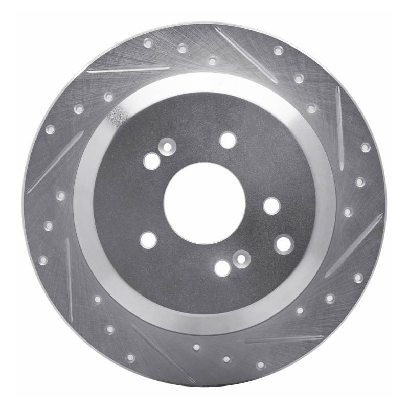 Hyundai Veracruz Brake Rotor (1) - Rear Right - R1 Concepts - Drilled & Slotted - Silver - `07-`12